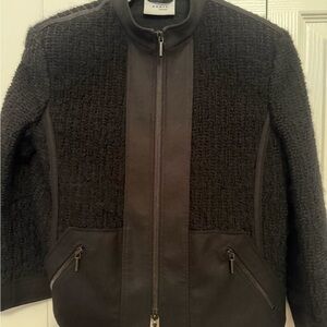 Akris Punto Black Zip-Front Textured Knit Jacket